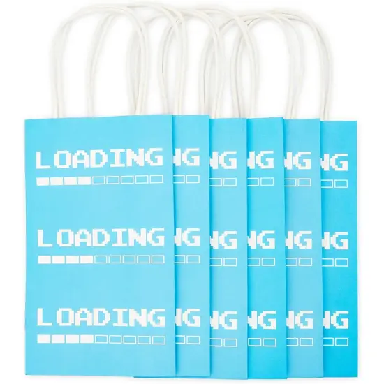 Video Game Party Favor Gift Bags for Kids Birthday (4 Assorted Designs, Kraft Paper, 24 Pack) Multicolor {5}