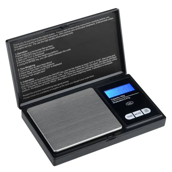 Insten Small Digital Scale .01 gram to 100g Digital Jewelry Scale High Precision for Jewelry Gold Silver Coin Mail Weighting (Stainless Steel Salver) (Support: g oz ozt dwt ct gn) Black {4}