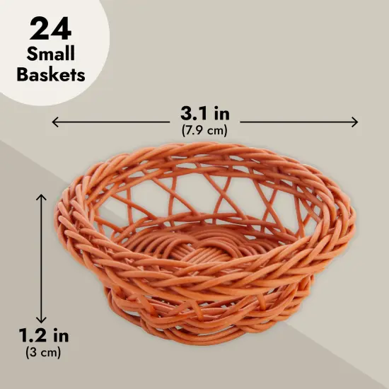 24 Pack Small Woven Basket Set, 3.1x1.2 Inches, Bulk Mini Wicker Baskets for Favors Brown {4}