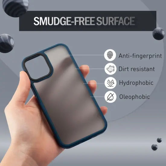 Insten Compatible with iPhone 12 Mini Case 5.4 inch, Translucent Matte Hybrid Hard Back Flexible TPU Bumper, Anti-Shatter Anti-shock Drop Protection, Wireless Charging, Navy Blue {3}