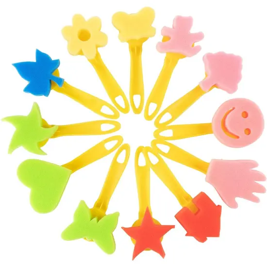 36 Piece Kids Painting Kit for Arts and Crafts with Foam Paint Brushes, Rollers and Stamps Multicolor {5}