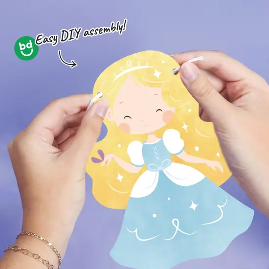 Big Dot of Happiness Princess Garland Banner, Colorful Pastel Princess Dress Birthday Party Banner, 30 Feet of Cord, 15 Double-Sided Princess {4}