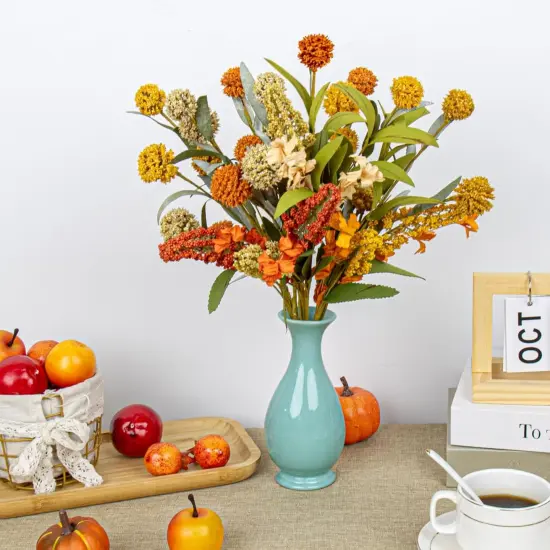 17 Inches Boho Autumn Flowers 9 PCs Faux Fall Flower Stems {2}