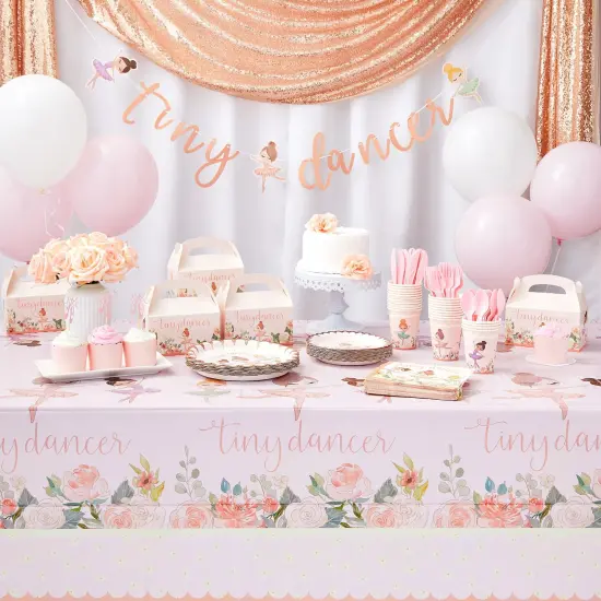 3 Pack Ballerina Party Table Covers, Plastic Tiny Dancer Tablecloths for Birthday, Baby Shower (54x108 In) Pink {2}
