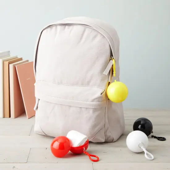 4 Pack Disposable Rain Ponchos for Kids with Hood and Attachable Round Case, Clear Plastic Raincoats for Emergency, Girls, Boys (White) {3}