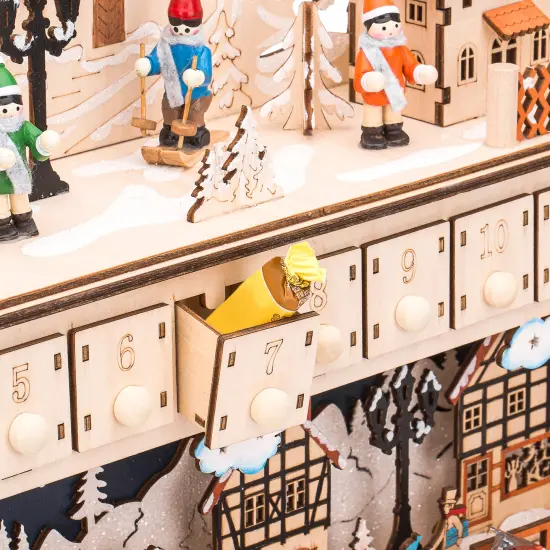 Best Choice Products Wooden Christmas Advent Calendar, Shooting Star w/ Battery-Operated LED Light Background Beige {5}