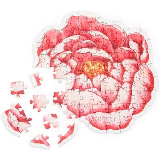 80 Pieces Mini Floral Jigsaw Puzzles for Adults, Pink Flowers Puzzle for Valentine's Day Gift, 8.4 x 8.6 in Red {6}