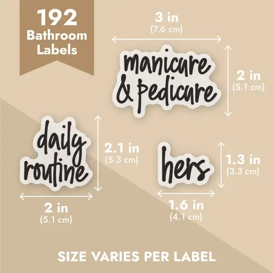 Talented Kitchen 192 Preprinted Bathroom Labels for Containers - Black Script Stickers for Organizer Bins, Bath, Beauty Canisters, and Makeup Storage Organization (Water Resistant) {4}