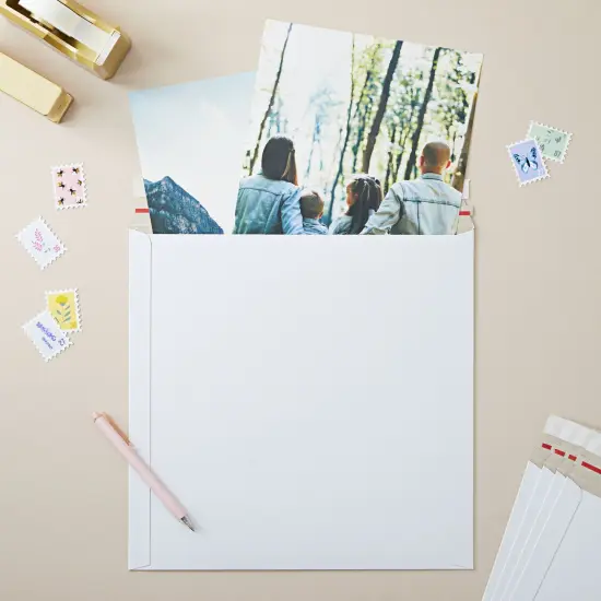 25-Pack Stay Flat Rigid Mailers 12x12 with Self Adhesive Seal, Bulk White Cardboard Envelopes for Shipping Photos, Mailing Calendars, Art Prints, CDs, Documents {4}