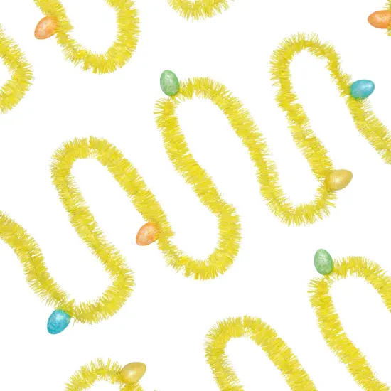 Northlight Tinsel Garland with Easter Eggs - 25' - Yellow {4}