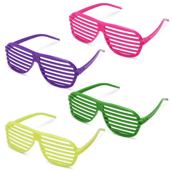 36 Pack Shutter Shades, 80s Retro Style Party Sunglasses for Props, Decorations, Costumes (4 Colors) Multicolor {5}