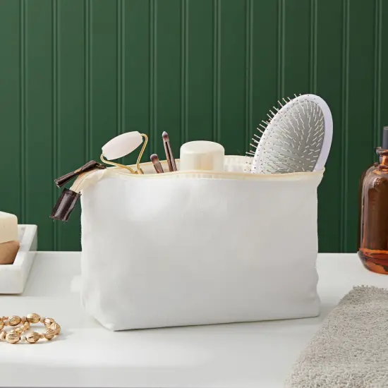 Juvale 6 Pack Canvas Makeup Bags with Zipper - 11.75 x 5.5 In White Cotton Canvas Makeup Bag Set for Toiletries and DIY Crafts {4}