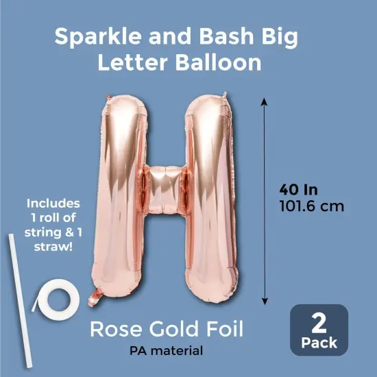 Rose Gold Foil Letter H Party Balloons (40 in, 2 Pack) Pink {2}