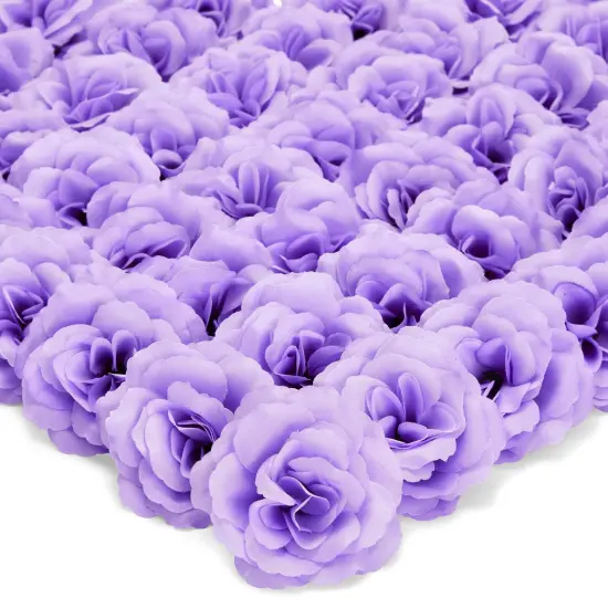 50 Pack Light Purple Roses Artificial Flowers Bulk, 3 Inch Stemless Fake Silk Roses for Decorations, Wedding, Faux Bouquets {1}