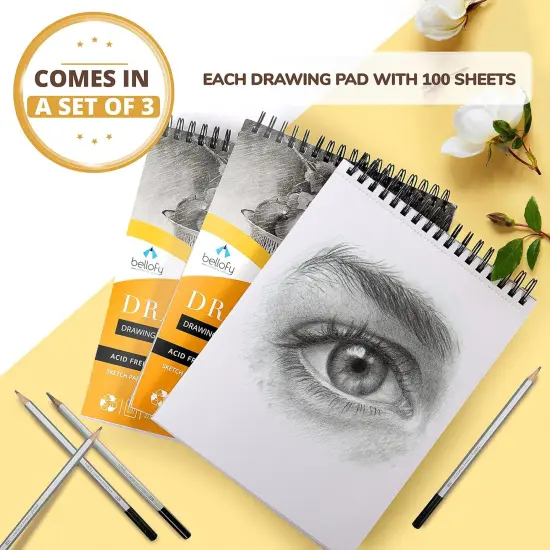 Drawing Paper Pads 9&rdquo; x 12&rdquo; | 300 Sheets | 60lbs 85g | Acid Free Sketchbook Paper for Dry Media | Top Spiral Bound Sketchpad for Kids, Beginners, Artists & Professionals {4}