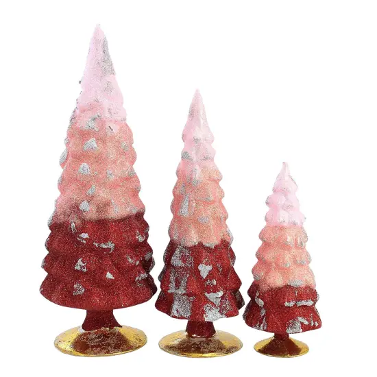 Cody Foster 11.75 In Red Glitter Gradient Trees Christmas Decorative Tree Set , Christmas Valentines Set/3 Decorative Village Decor Mantle Holiday {2}