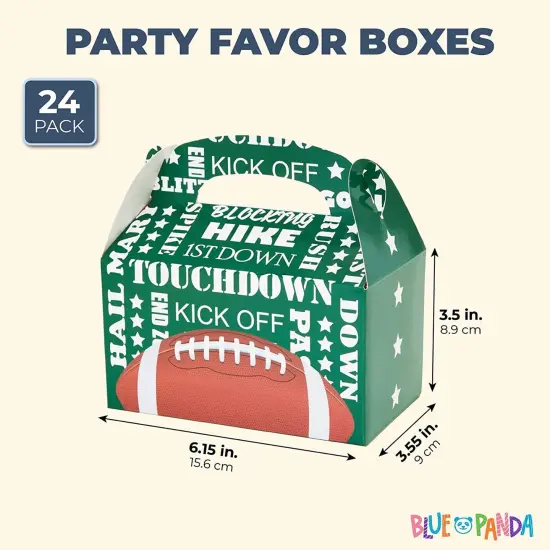 Blue Panda 24 Pack Football Gift Box, Unique Party Favor Boxes, Football Gift Bags for Sports Celebrations, Fun and Festive Decorations for Themed Parties and School Events Green {2}