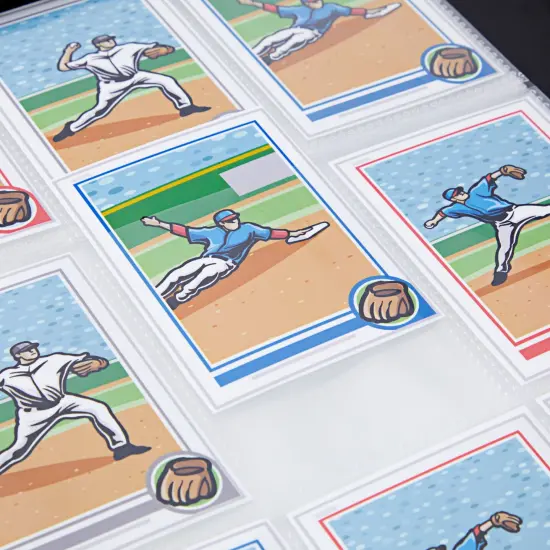 9 Pocket Leather 3 Ring Trading Card Binder for Baseball, Gaming, and Sports Cards, 20 Pages, Hold 360 Cards (10.8 x 13.5 x 1.7 inches) Black {6}