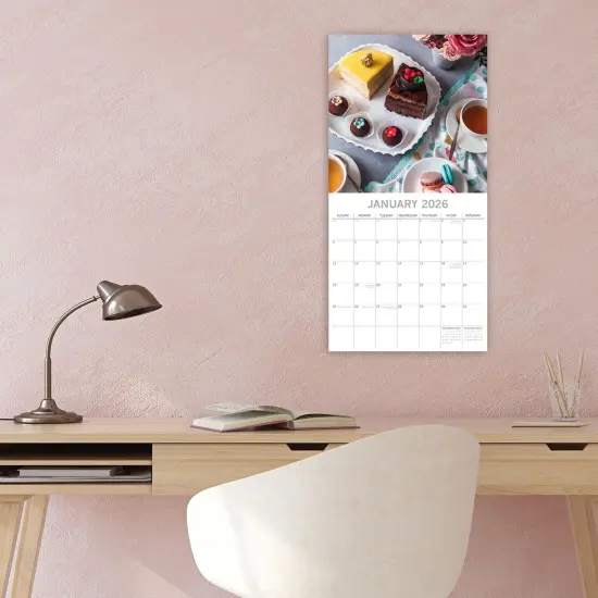 The Gifted Stationary 2026 Square Wall Calendar, Afternoon Tea, 16-Month Food Theme Hanging Calendar with 180 Reminder Stickers, Month Planner for Home, or Creative Spaces, 12x12 In Multicolor {2}