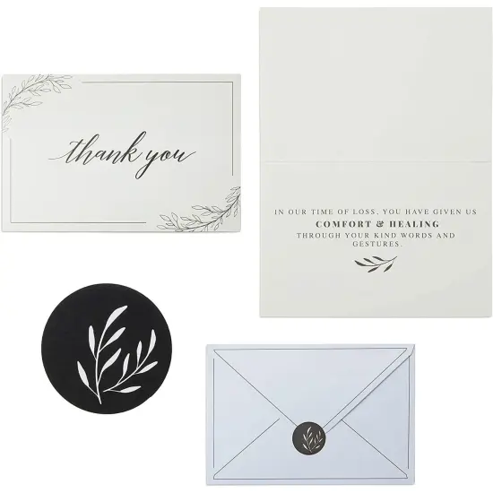 Sympathy Thank You Cards with Envelopes and Stickers (4 x 6 In, 48 Pack) White {1}