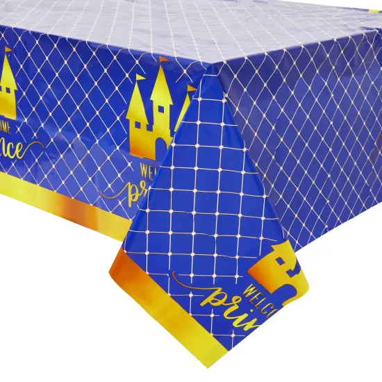 3 Pack Blue Plastic Table Covers, Royal Prince Baby Shower Decorations for Boys, 54" x 108" Tablecloths {3}