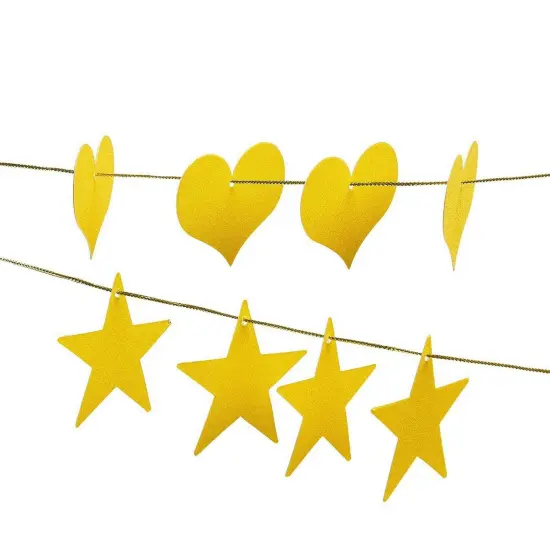126 Pieces Make Your Own Banner Kit - DIY Banner with Gold Glitter Letters A-Z, Numbers 0-9, Hearts, Stars, and 3 Strings {7}