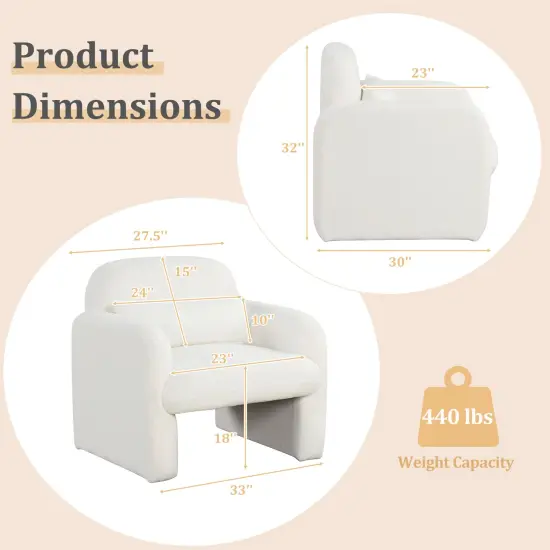 Modern Accent Chair with Waist Pillow and Armrests for Living Room Bedroom Beige {5}