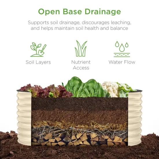 Best Choice Products 4x2x2ft Outdoor Raised Metal Oval Garden Bed, Planter Box for Vegetables, Flowers Beige {3}