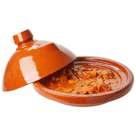 Moroccan Tagine Clay Cooking Pot with Lid for Meat, Stew, Casserole (11.8 in) Brown {3}