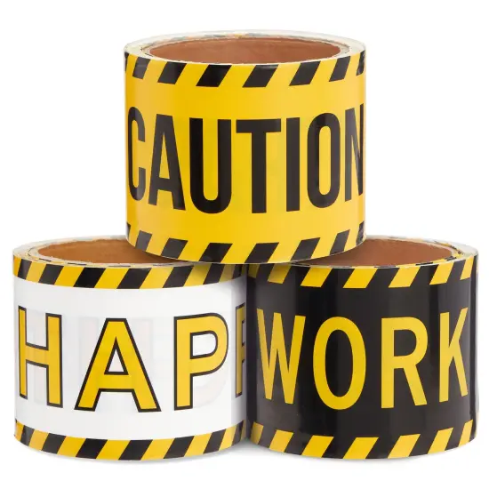 3 Pack 100 Foot Rolls Birthday Caution Tape for Construction Party Decorations (3 Inches Wide) Yellow {7}