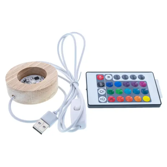 Wooden Egg or Sphere Stand Holder Display Stand LED Colorful Lights with Remote USB {1}