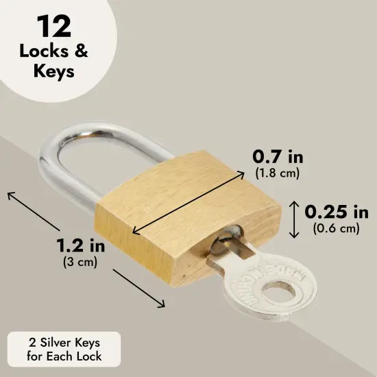 12 Pack 1.2-inch Small Luggage Locks with Keys - Mini Padlocks for Locker, Suitcase and Gym {4}