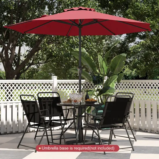 Fabric Outdoor Heavy Duty Market Umbrella with Crank Handle, 8 Sturdy Ribs, UV Protection Red {2}