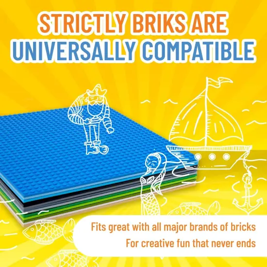 Strictly Briks Large Classic Stackable Baseplates, Building Bricks For Towers, Shelves, and More, 100% Compatible with All Major Brands, Nature Colors, 12 Pack, 10x10 Inches Brown {4}