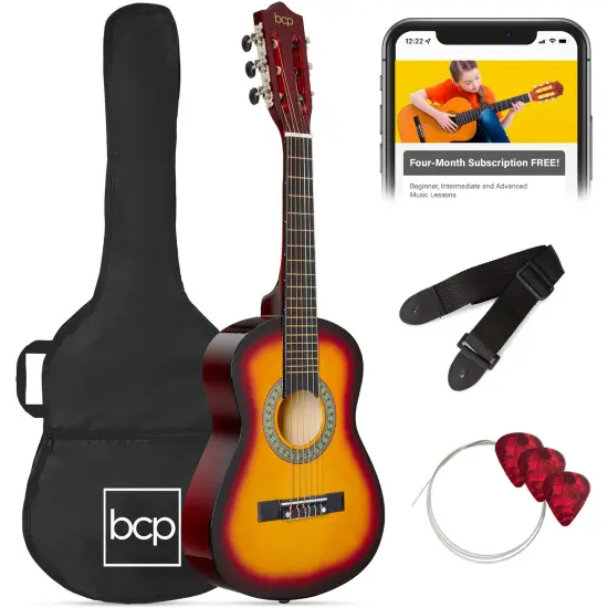 Best Choice Products 30in Kids Acoustic Guitar Beginner Starter Kit with Strap, Case, Strings Light Blue {7}