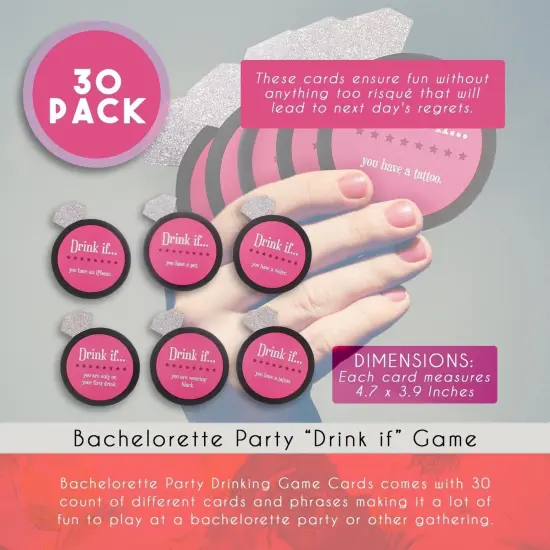 30-Pack Black & Pink Girls Night Out Game, 4.7 x 3.7 inches, For Bridal Shower & Bachelorette Party Supplies {5}
