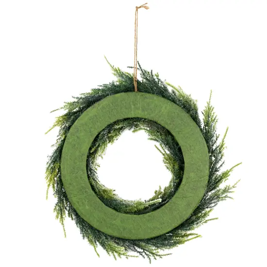 Northlight Heavily Flocked Pine Artificial Christmas Wreath - 11.75" - Unlit Green {7}