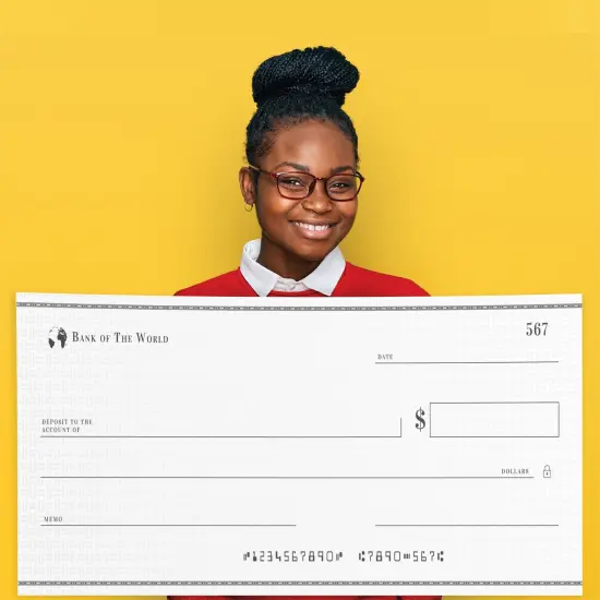 Reusable Big Check for Presentation, 30 x 16 in Large Oversized Dry Erase Plaque for Endowment, Donations White {5}