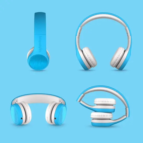 LilGadgets Connect+ Style On-Ear Kids Headphones with Microphone - SharePort Technology, SoftTouch Padding, Detachable Cable, Noise Reduction, Durable & Adjustable - Blue, Ages 3-14 {6}