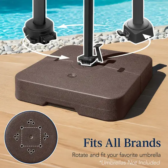 Best Choice Products 330lb Capacity Fillable Heavy-Duty Outdoor Cantilever Umbrella Base w/ Easy-Fill Spouts Brown {3}