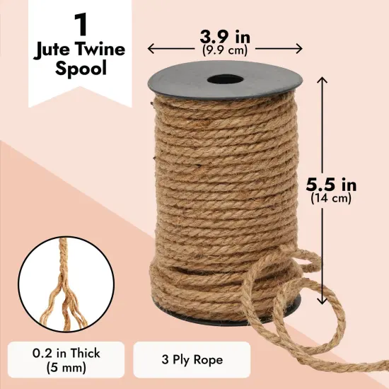 100 Feet 5mm Thick Twisted Nautical Rope for Crafts and Gift Wrapping - Decorative Hemp Jute String Twine (Brown) {4}