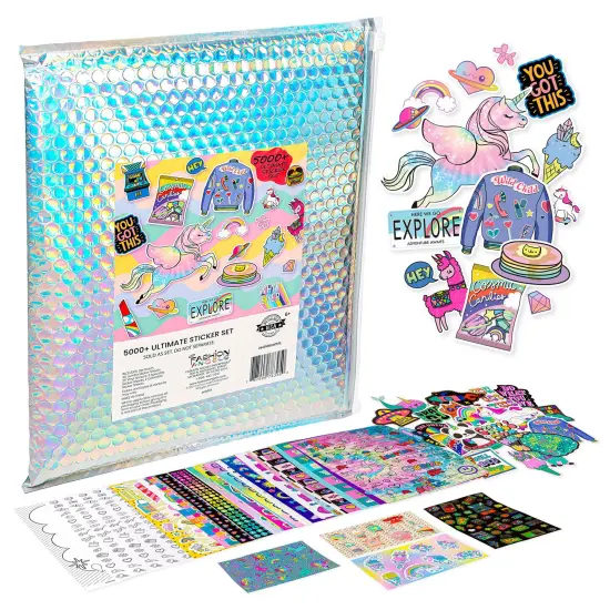 Fashion Angels: 5,000+ Ultimate Sticker Set - Cute Assorted Vinyl-3D-Puffy Stickers, Storage Pouch, Decorate Toys-Crafts-Notebooks-Journals, Kids 6+ {1}