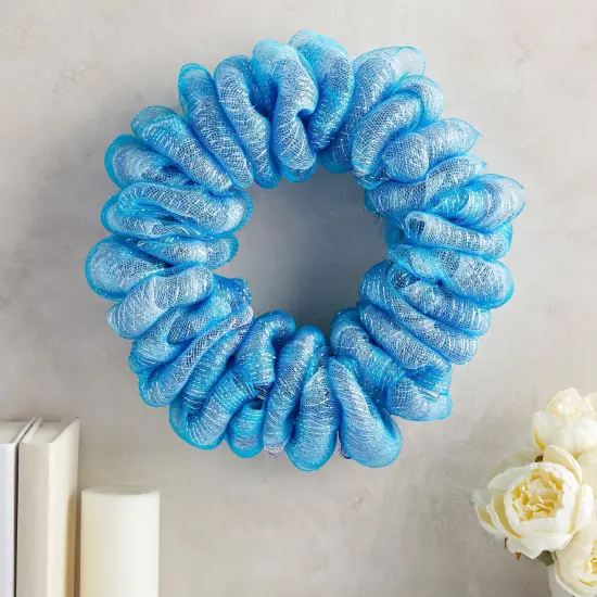 4-Pack Deco Mesh Ribbon Rolls, 1080 x 10 Inches Craft Mesh for Wreaths, Centerpieces, Decorations, Metallic Poly Burlap Mesh 10 inches in Blue, Silver, White, and Royal Blue Multicolor {6}