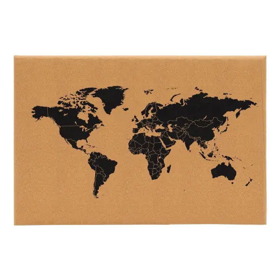 Juvale Cork Board World Map with Push Pins and Screws, Travel Tracker Map for Home and Office Wall Decoration, Easy Installation, Pin Past Adventures and Future Trips, 23.5 x 0.75 x 15.75 in Brown {1}