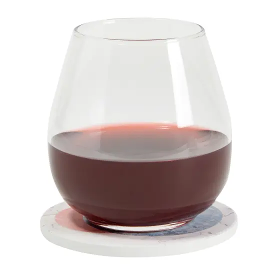 Set of 8 Marble Moon Design Table Coasters for Drinks, Round Cork Base and Holder for Housewarming Gift (4 In) Multicolor {3}