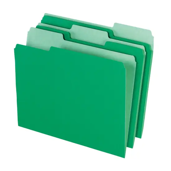 School Smart Colored File Folders, Two-Tone, Letter Size, 1/3 Cut Tabs, Green, Pack of 100 {1}