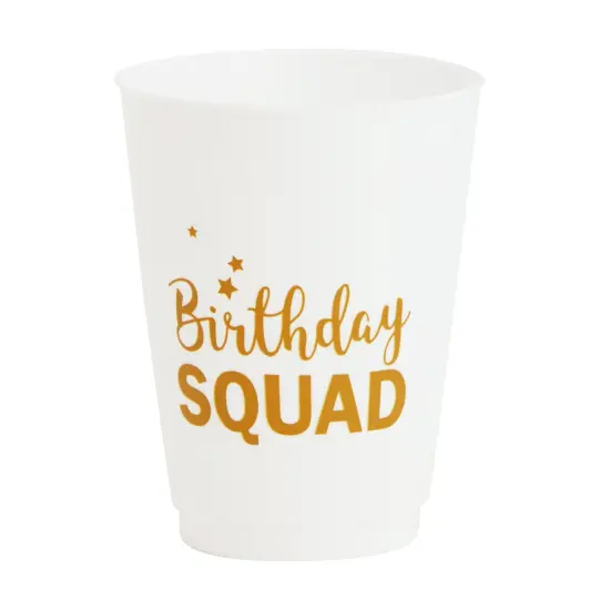 16 Pack Reusable Happy Birthday Party Cups for Women, Birthday Squad Plastic Tumblers for Adults (White, 16 oz, 4.25 x 3.5 Inches) {6}
