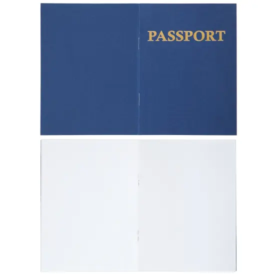 Juvale 24-Pack Blank Passport Notebooks for Kids, 4.1 x 5.6 Inches, Pretend Passport Books for Kids Travel Play and Classroom Activities, Blue {7}