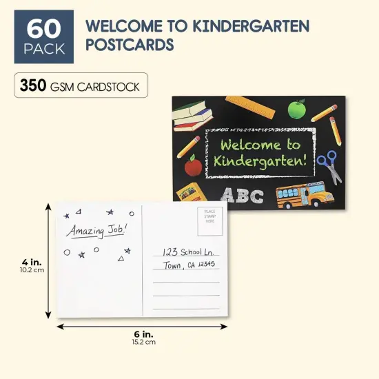 Welcome to Kindergarten Postcards for Students, First Day of Class (6x4 In, 60 Pack) {2}