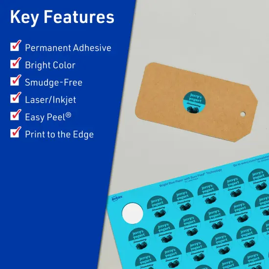 Avery Bright Blue Paper Labels, 1.25" Diameter Round {2}